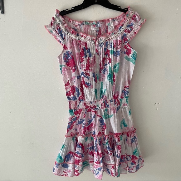 Poupette St Barth Mini Dress Alba Ct Pm in Pink Macro Peony 37528 - Picture 2 of 13